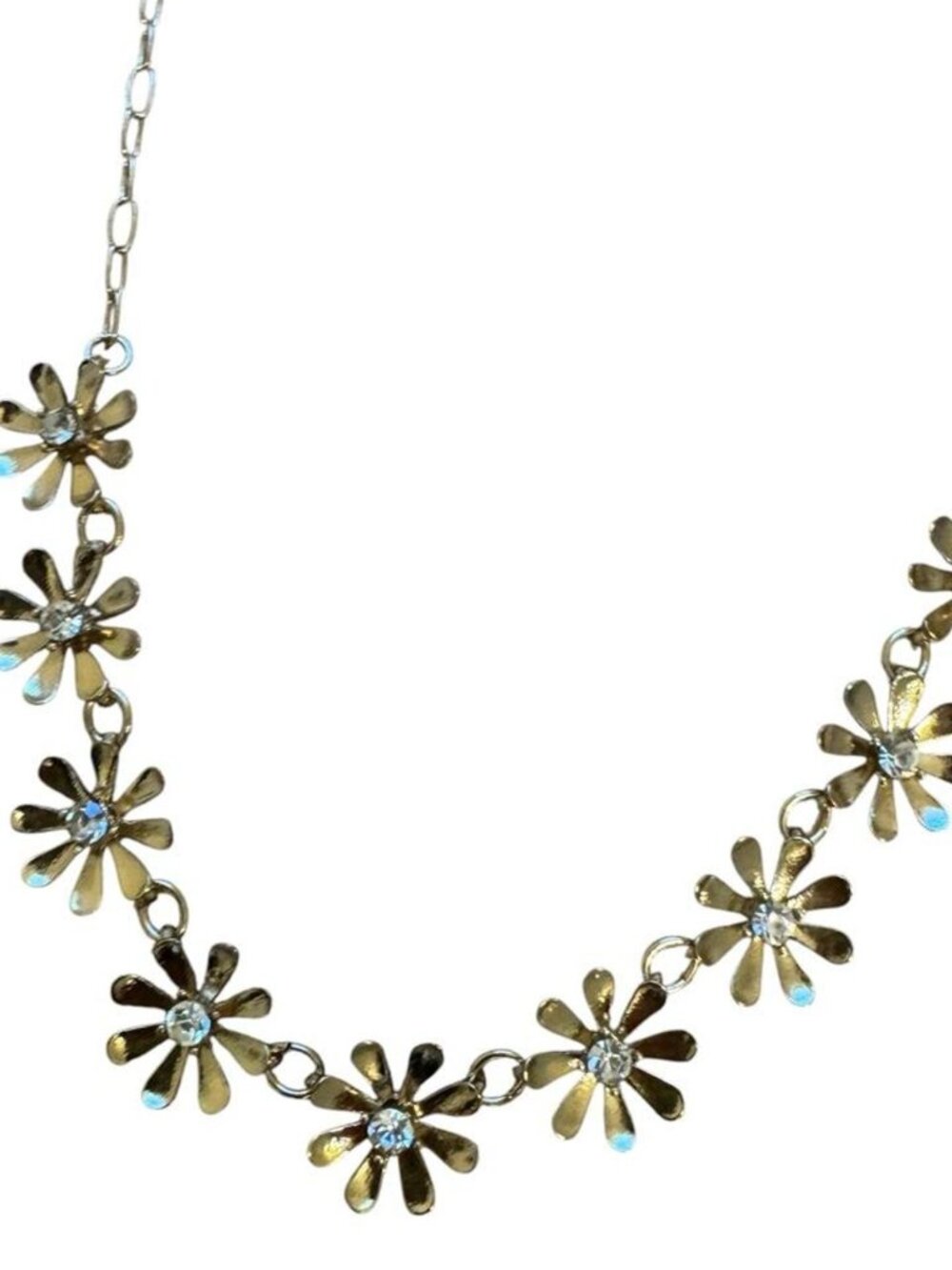 šøNWT Francescaās Women's Gold Gem Rhinestone Boho Daisy Flower Necklace